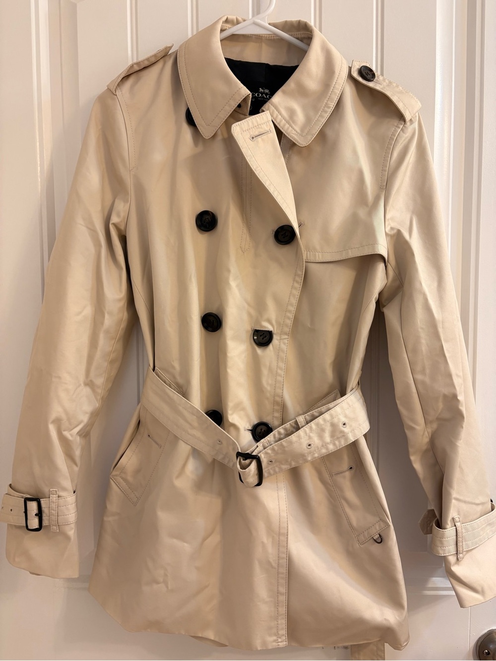 Coach Beige Double-Breasted Trench Coat with Belt